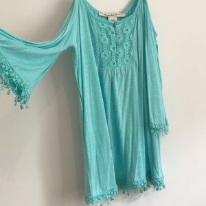 light blue off the shoulder top